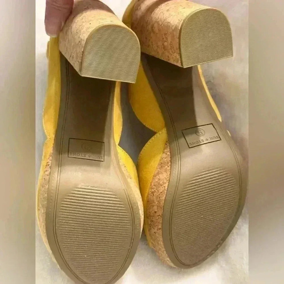 Sun + Stone Reeta Yellow Platform shoes adjustable ankle straps NIB Size 9M - Picture 8 of 10